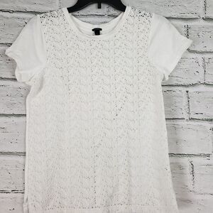 J. Crew cotton crocheted front tee shirt